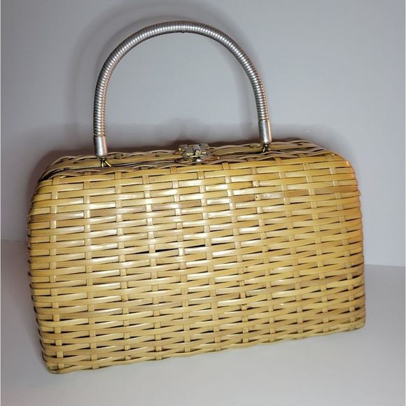 Vintage Handbags - Vintage Rattan Wicker Purse/Tote